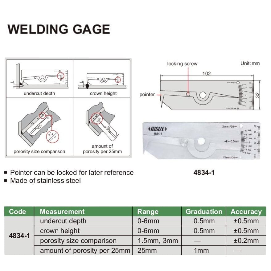 Insize Welding Gauge Series 4834-1